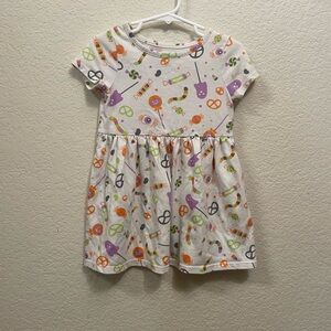 Cat & Jack White Dress with Purple and Orange Halloween Candy Print